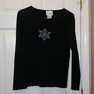 Quacker Factory snowflake top Sz. Small EUC
